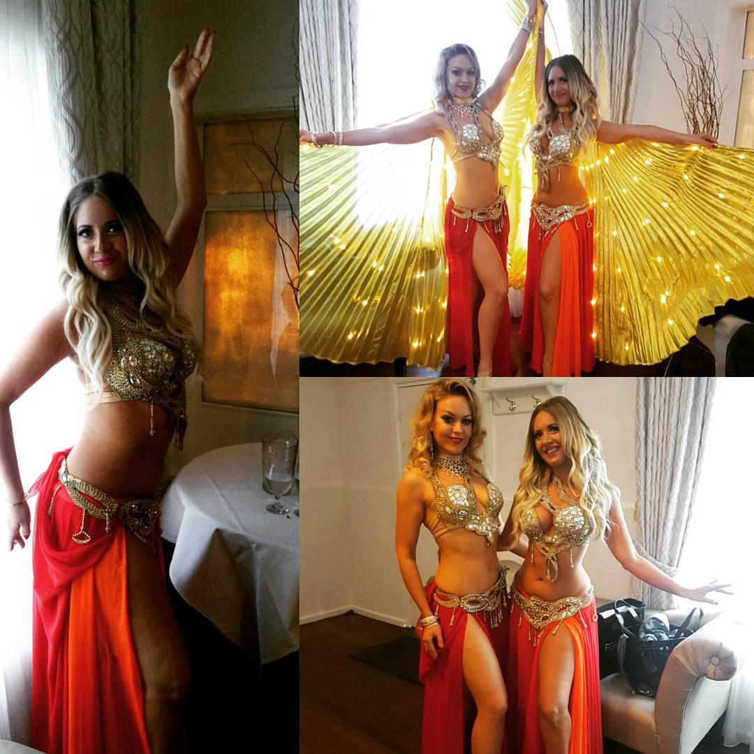 Our Blonde Bellydancers Alisa and Kristina entertain for a Wedding entrance, joined by talented drummers and Swordsmen Dabke dancers! Book a Belly dancer today!